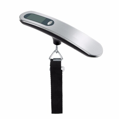 Mini LCD Luggage Scale Thermometer 50kg Capacity Hanging Wei