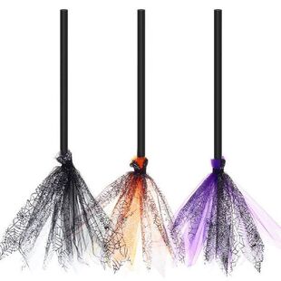 Classic Halloween Broom Flying Broom Stick Prop Plastic