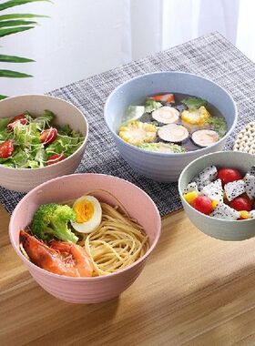 4pcs/set Wheat Straw Food Bowls Sets Breakfast Cereal Bowls