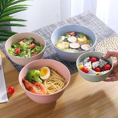 4pcs/set Wheat Straw Food Bowls Sets Breakfast Cereal Bowls