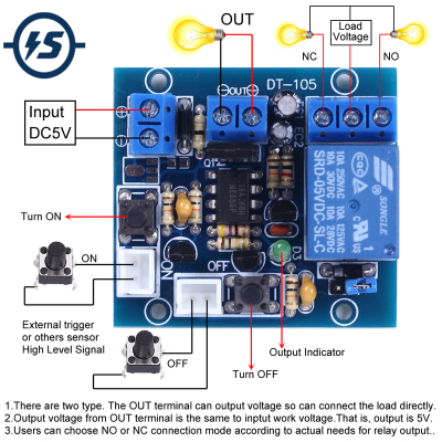 DC 5V Bistable Switch Controller Dual Button ON/OFF Relay Mo