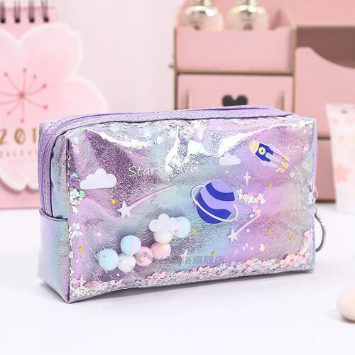Star Pencil Case Glitter Large Capacity Pencilcase School Pe