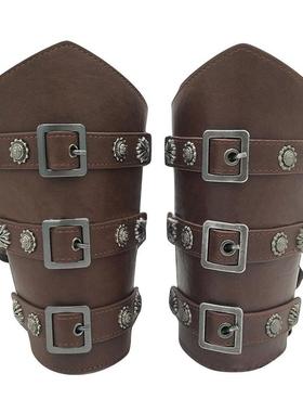 1Pair Faux Leather Wide Bracers Medieval Retro Arm Guards
