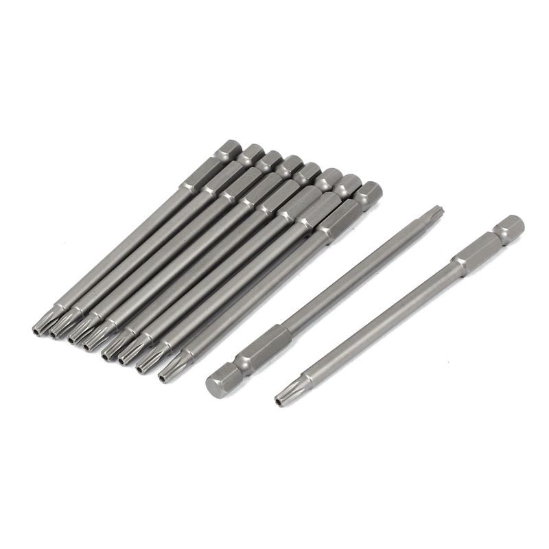 10pcs 100mm Length 1/4 inch Hex Shank T20 Torx Security Scre