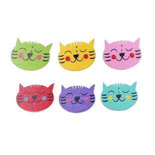 50pcs Wood Buttons Lovely Animal Cat Pattern Environmental