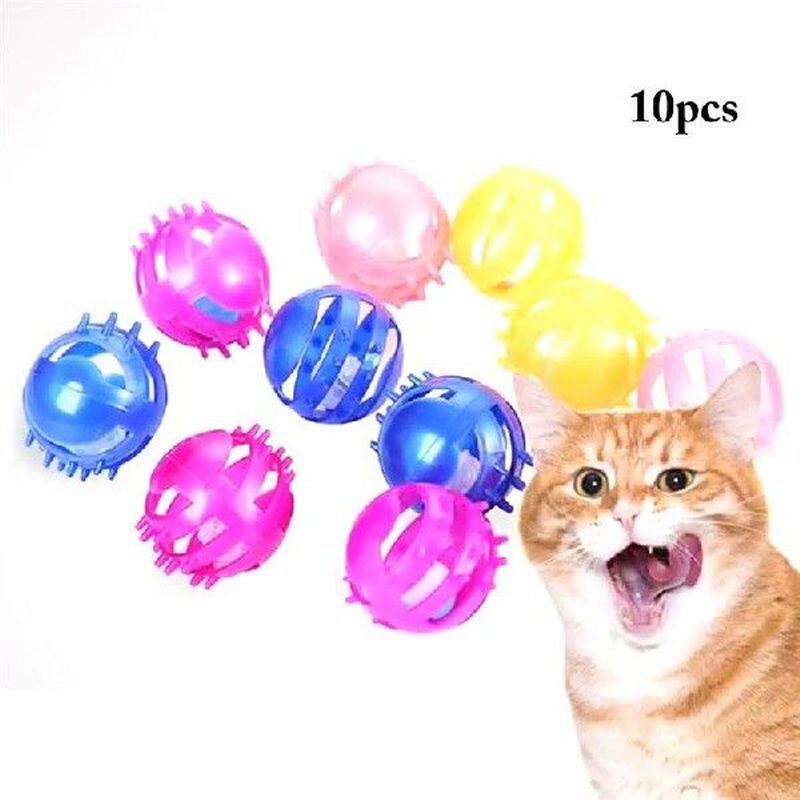 10pcs cat bell ball plastic funny cute cat jingle ball pet
