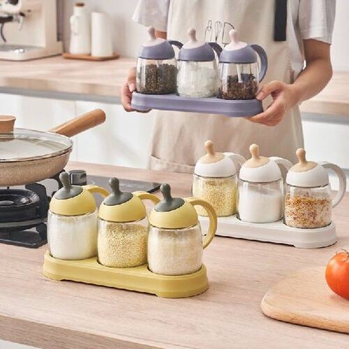 Glass Seasoning Jars Spice Salt Pepper Shakers Kitchen