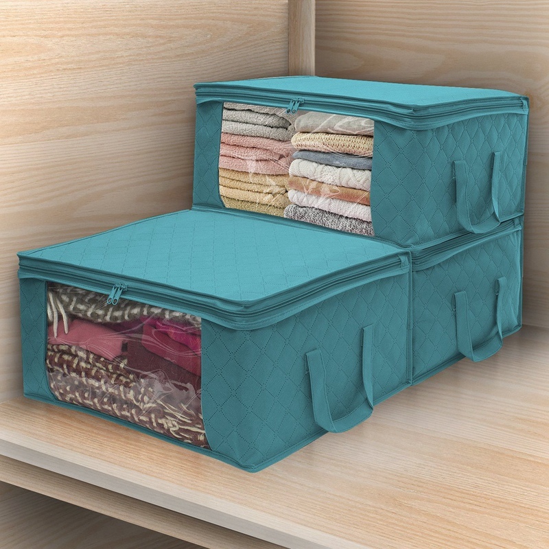 Hot 3PC Quilt Storage Bag with Lid Foldable Dust-Proof