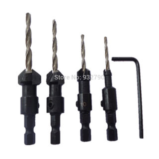 5pcs Tapered Drill Countersink Bit Pilot Hole 1/4 Hex Shank