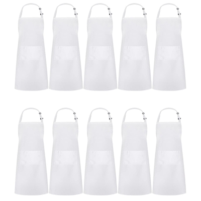 Hot 10 Pack Adjustable Bib Apron Waterdrop Resistant with 2