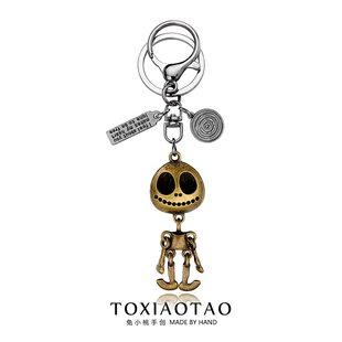 个性复古男女骷髅人偶钥匙扣创意小众设计感斜挎包书包挂件配饰品