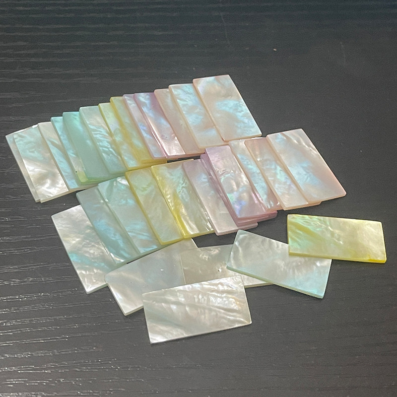 天然海水珍珠贝 粉白蝶贝16*30mm平面长方贝壳片 镶嵌工艺DIY材料