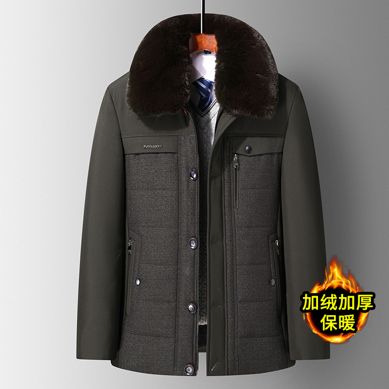 加绒毛领老年棉服70-80岁爸爸装加厚冬棉衣外套小个子爷爷装棉袄9