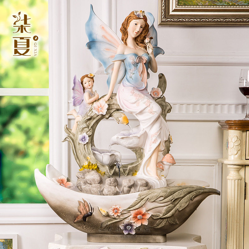 欧式天使树脂流水摆件厂家现货