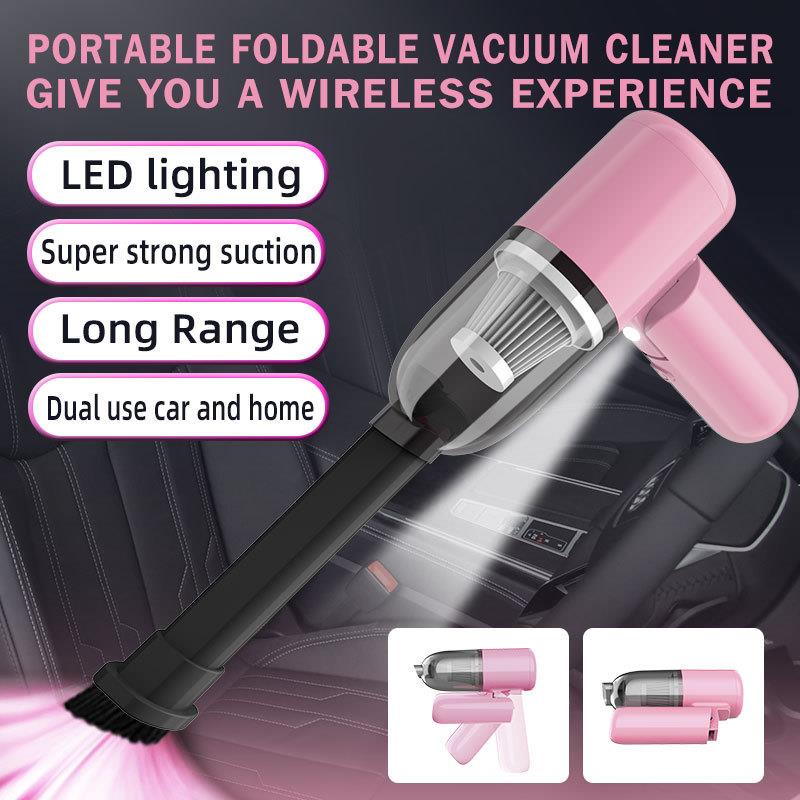 新款车载吸尘器便携式折叠照明车用家用除尘器吹吸充抽四合一