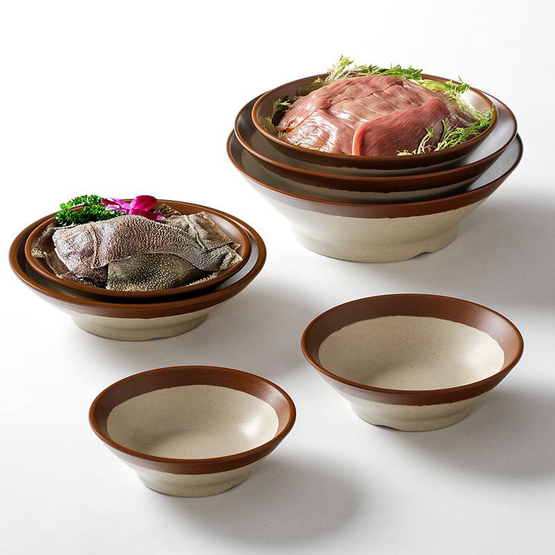 宏宾10个装密胺小碗商用餐厅火锅汤碗调料碗饭店宽口面碗餐具套装