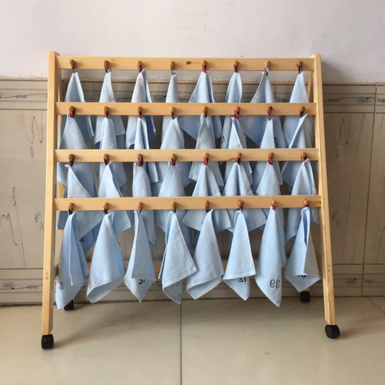 幼儿园毛巾架幼儿园实木木制毛巾架儿童实木毛巾架可移动毛巾架