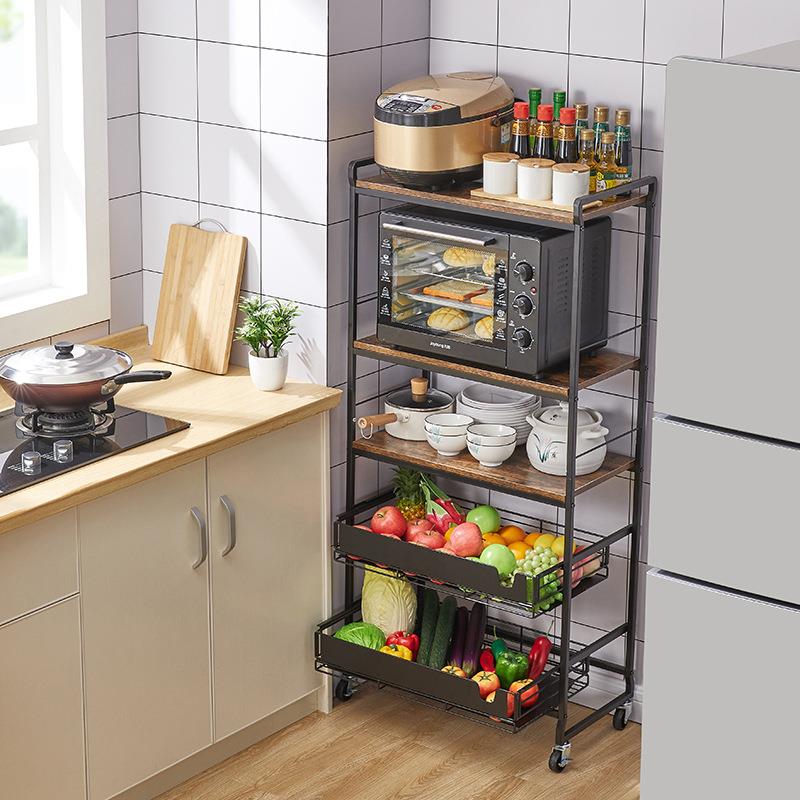 厨房置物架收纳架微波炉落地多层菜篮子水果蔬菜家用放菜架子烤箱