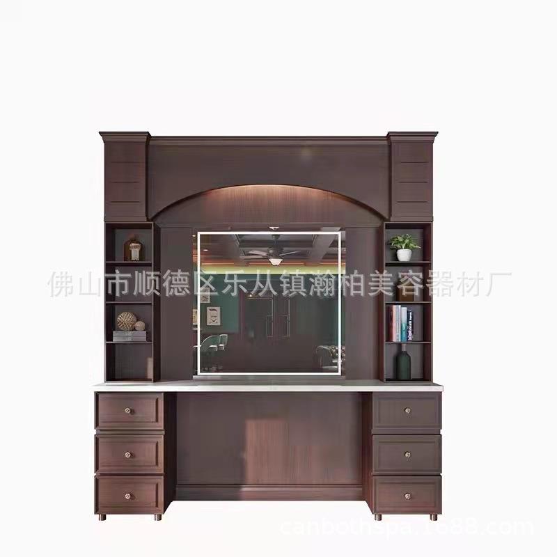 瀚柏复古板式美发店镜台发廊烫染区理发店镜子潮店烫染桌台镜子