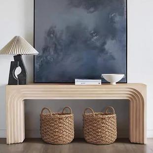 天然洞石中古风玄关台条案诧寂风玄关桌意式玄关柜装饰柜沙发背几