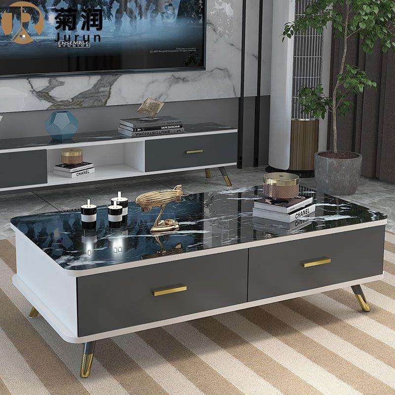 钢化玻璃茶几电视柜组合现代简约客厅家用简易小户型经济型机茶桌