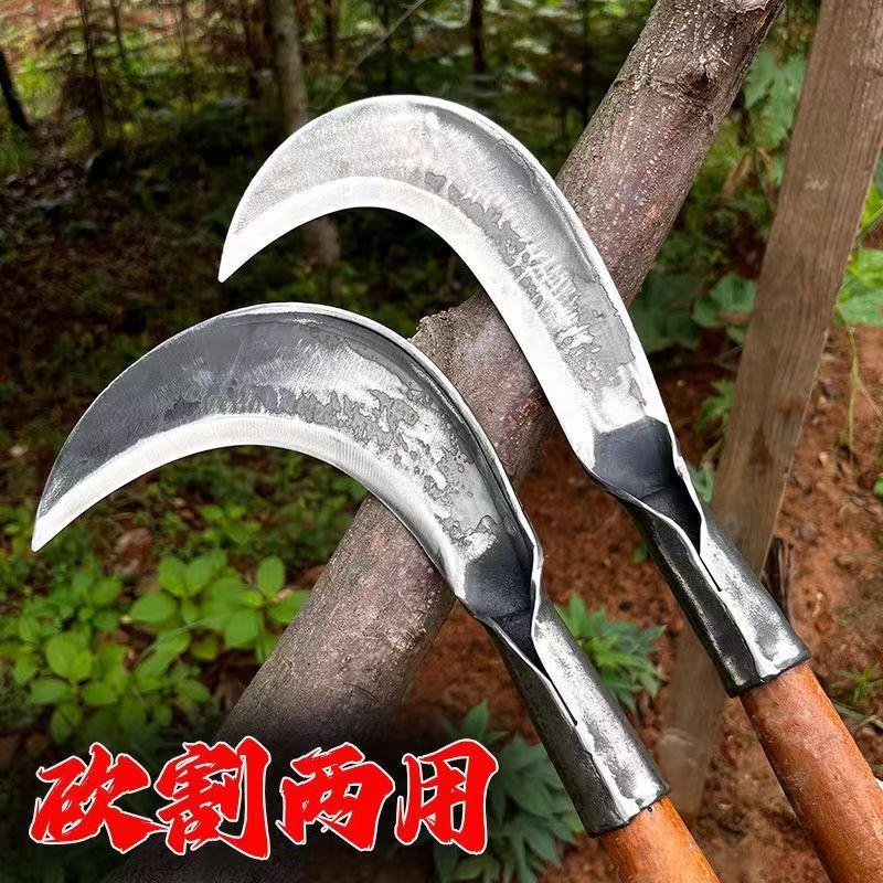 手工镰刀割草见描述刀砍图片