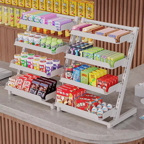 台面零食吧台货架展示架收银台口香糖架子超市便利店可调节置物架