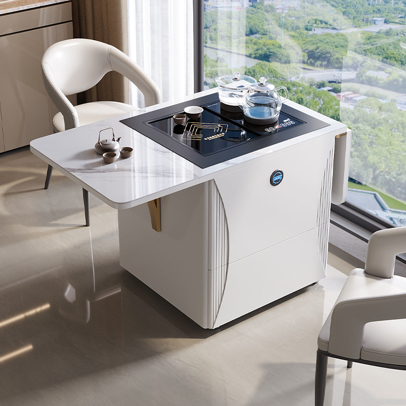 阳台茶桌椅组合可移动茶台家用小茶车轻奢折叠多功能岩板升降茶几