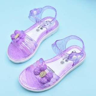 夏季女童塑料水晶凉鞋软儿童果冻鞋女孩中大童透明塑胶鱼嘴凉鞋子