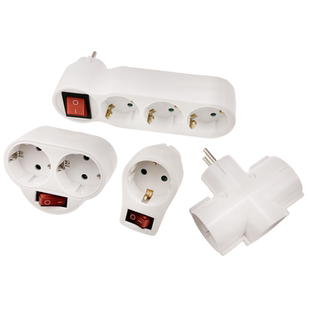 欧标圆插一转多位扩展器 一分二 一分三带开关电源转换器 德标