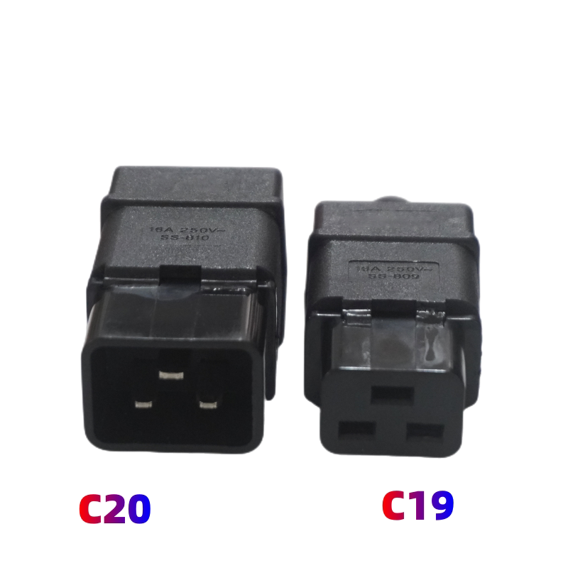 16A品字电源插座 PDU/UPS对接插头 服务器C19母插头C20公头可接线