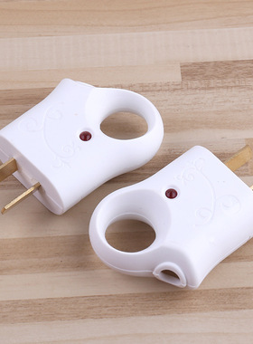 带指示灯电源插头纯铜片二极插头白色两脚插头大功率白色插头