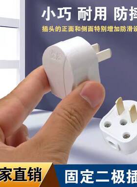 小巧10A二极两脚插头电工程厚铜固定防摔耐高温阻燃纯铜接线插头