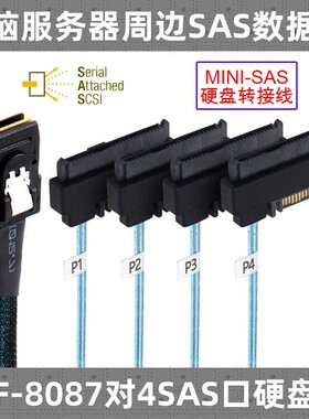 CY 服务器用SFF-8087 SAS线 36P 对4 SATA硬盘 SAS线 29PIN 线 1m