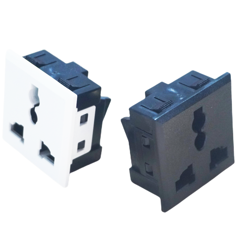 嵌入卡入多功能三插国际电源模块220V 10A三脚两脚AC电源插座模块