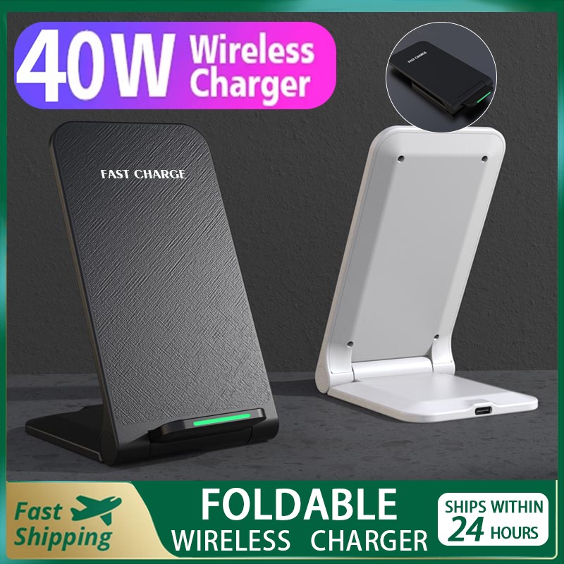 40W foldable Qi wireless charger stand pad for fast charging