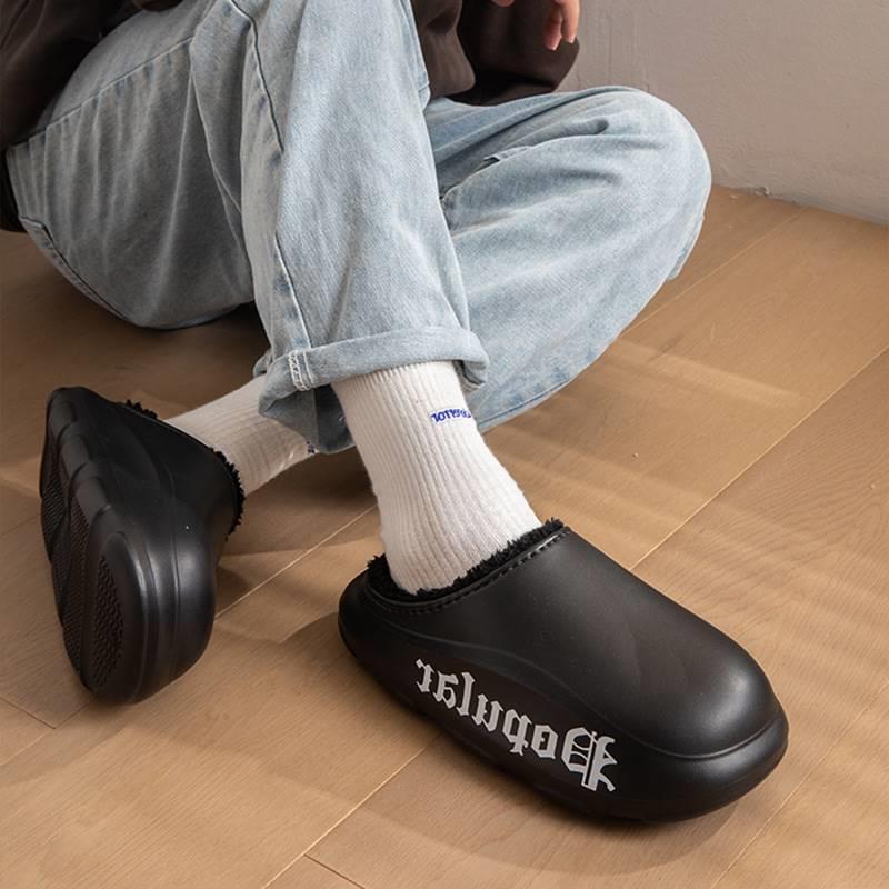 Can be worn outside cotton slippers men indoor home thick bo