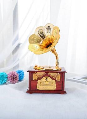 Creative retro gramophone shape music desktop decorative orn