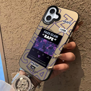 A潮牌猿人标签适合苹果16promax新款手机壳男款iPhone15plus高级感苹果14pro/13/12/11防摔xsmax/xr保护套8p