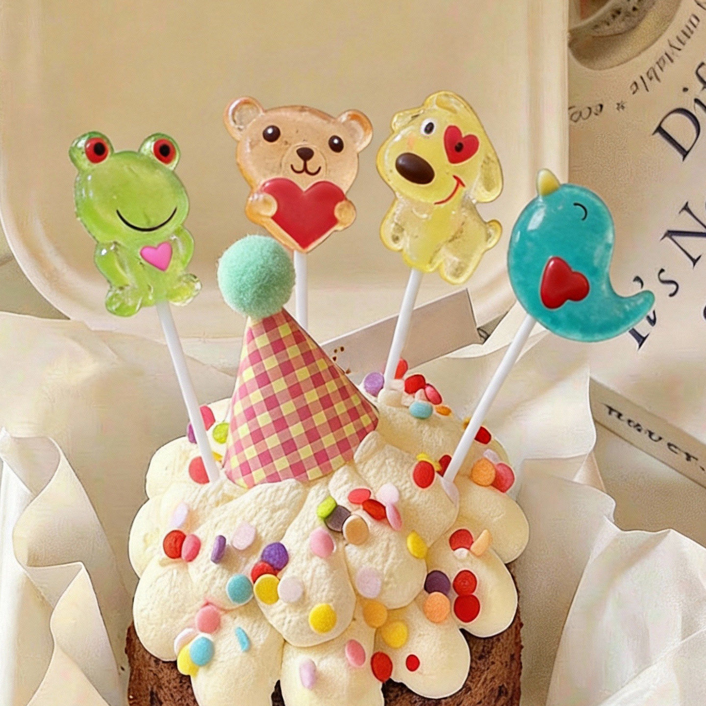 儿童可爱卡通棒棒糖造型水果味糖果高颜值礼物创意礼盒健康零食