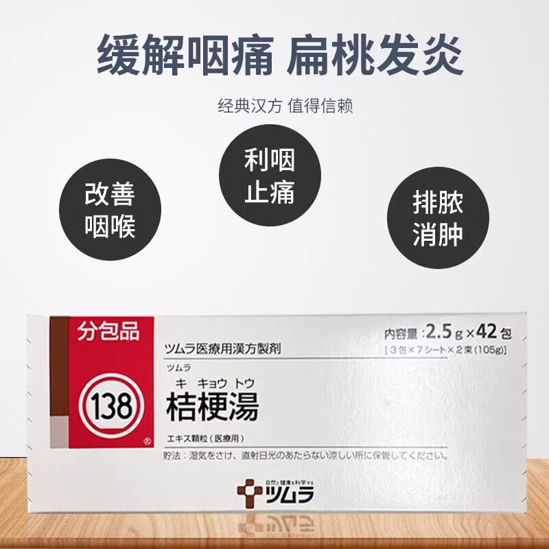 日本直邮 日本津村汉方桔梗汤2.5g×42包 解热消炎扁桃体炎咽肿痛
