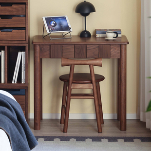 黑胡桃之家/全黑胡桃木书桌现代简约全实木办公桌家用书房电脑桌