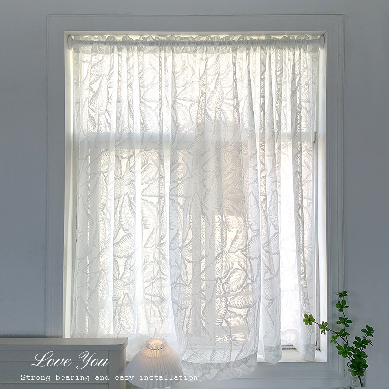 高档立体浮雕纱窗帘法式奶油风纱帘透光不透人免打孔魔术贴安装帘,居家布艺,成品窗帘,淘宝优惠券,粉丝福利购,淘宝优惠卷