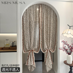 高档棉麻印花门帘透气美观装饰帘居家氛围风水帘玄关隔断帘免打孔