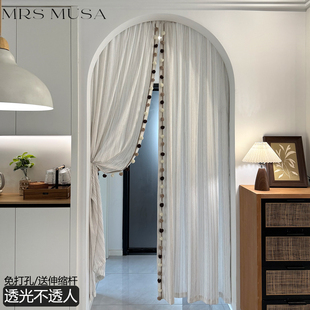 慕纱夫人中古风氛围门帘透光不透人遮挡帘玄关隔断帘卧室隐私纱帘