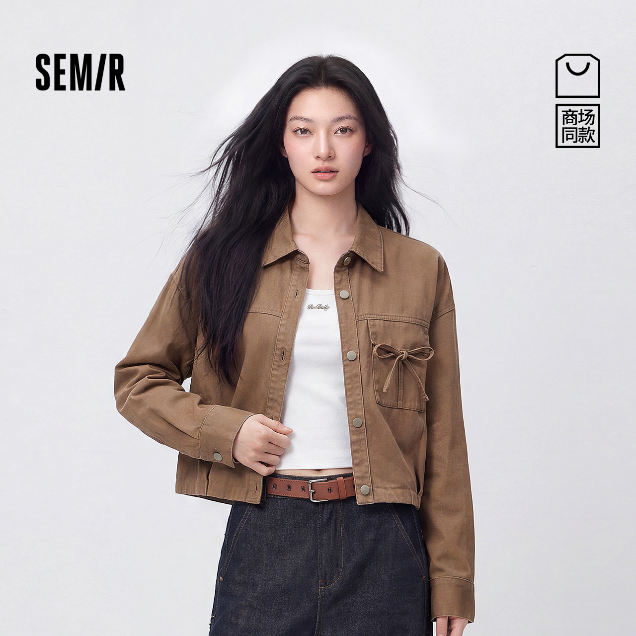 森马复古短款背心蝴蝶结外套女
