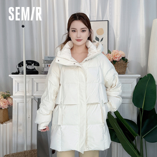 休闲潮流面包服商场同款 90绒子2025新款 中长款 森马羽绒服女冬季