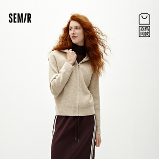 连帽2025新款 女冬宽松插肩袖 慵懒上衣 森柔森马针织开衫 商场同款