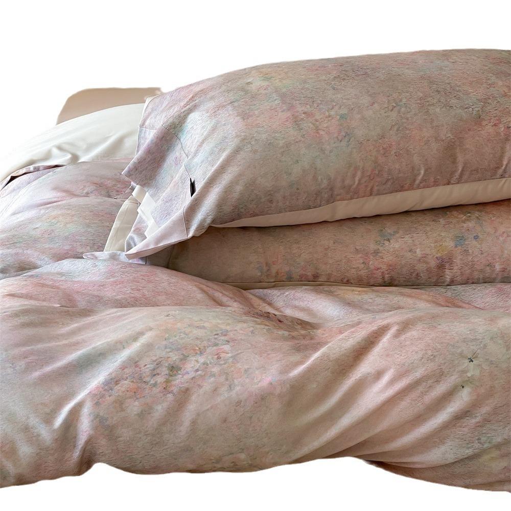 轻奢画风丝棉天四件套高级被套床床单油裸TZL睡凉感床品1.8m品