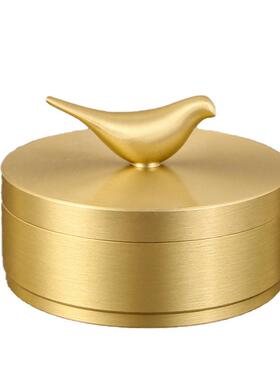 小鸟烟灰缸工艺摆件黄铜烟灰缸家用车载带盖防飞灰烟灰缸
